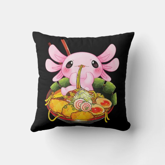 ラーメンアクソロトルかわいいアニメ日本のフードギフトガール クッション (裏面)
