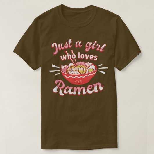 ラーメンアニメが大好きな女の子かわいい日本 Tシャツ (デザイン正面)