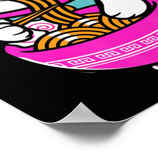 ラーメンキャットアニメ猫ギフトかわいい ポスター (角)