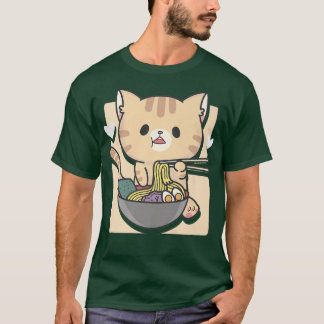 ラーメンキャットオタク美学かわいい  Tシャツ