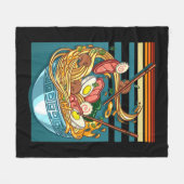 ラーメンスタイルヴィンテージ日本のアニメ食べ物ギフトガール フリースブランケット (正面(横))