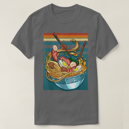ラーメンスタイルヴィンテージ日本のアニメ食べ物ギフトガール Tシャツ (デザイン正面)