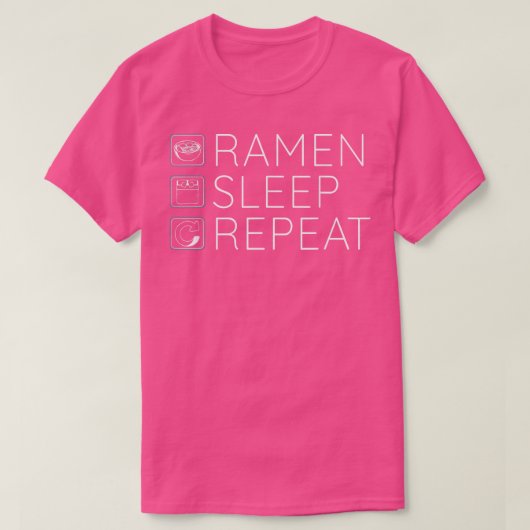 ラーメンスリープリピートラーメン好き Tシャツ (デザイン正面)