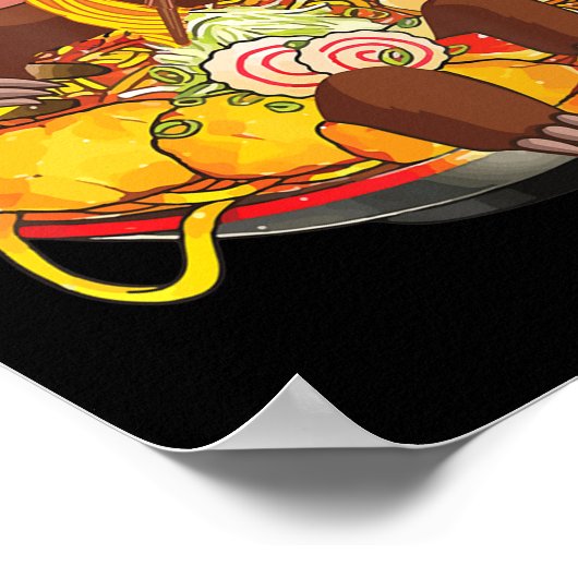 ラーメンスロースかわいいアニメ日本の食品ギフトキッズ ポスター (角)