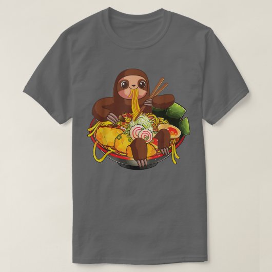 ラーメンスロースかわいい日本のアニメ食べ物女の子 Tシャツ (デザイン正面)
