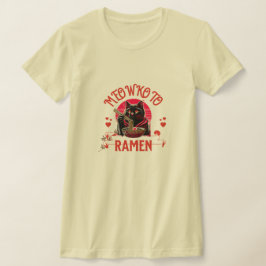 ラーメンタイムにゃ！かわいい黒猫 Tシャツ