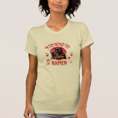 ラーメンタイムにゃ！かわいい黒猫 Tシャツ (正面)