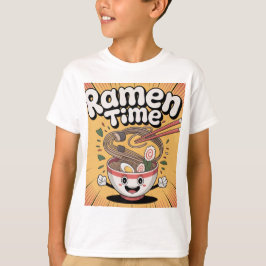 ラーメンタイム カワイイ漫画ラーメン丼 Tシャツ