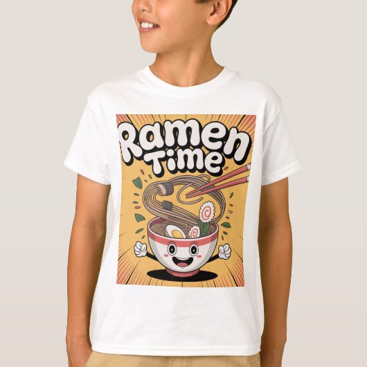 ラーメンタイム カワイイ漫画ラーメン丼 Tシャツ (正面)
