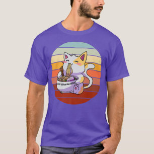 ラーメンヌードル猫子猫猫ネコ男女男 Tシャツ