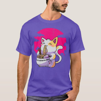 ラーメンヌードル猫子猫猫ネコ男女男 Tシャツ