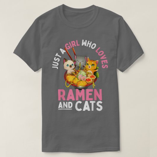 ラーメンネコねこかわいいアニメ猫ギフトガール10代のギ Tシャツ (デザイン正面)