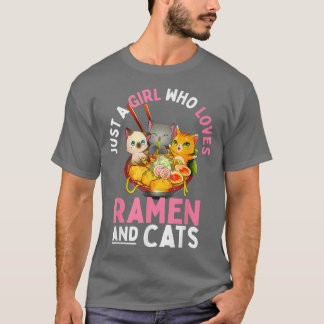 ラーメンネコねこかわいいアニメ猫ギフトガール10代のギ Tシャツ