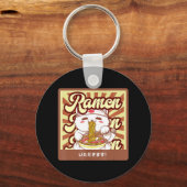 ラーメンネコねこアニメかわいい日本の猫好きティー キーホルダー (正面)
