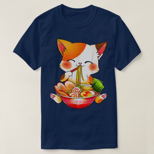 ラーメンネコねこアニメかわいい 日本の Tシャツ (デザイン正面)