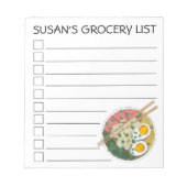 ラーメンパーソナライズされた食料品一覧チェックリスト ノートパッド (正面)