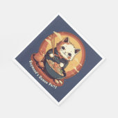 ラーメンパーティー少年のアニメ猫誕生日 スタンダードランチョンナプキン (角)