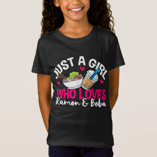 ラーメンボババブルティーかわいいアニメガール Tシャツ