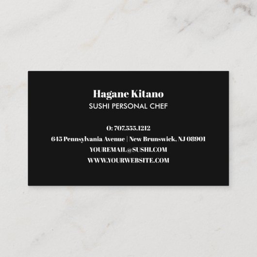 ラーメンミニマルス日本のレストランすしシェフ 名刺 (裏面)