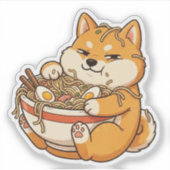 ラーメン中毒シバ犬 シール (正面)