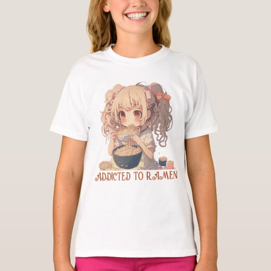 ラーメン中毒 |アニメガール Tシャツ (正面)