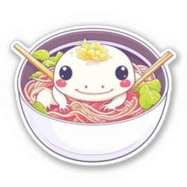 ラーメン丼のかわいいアクソロトル シール