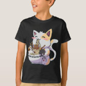 ラーメン丼アニメジャパンのかわいい猫ねこ猫 Tシャツ (正面)