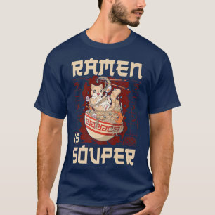 ラーメン丼ラブ日本のかわいい猫プリンラム Tシャツ