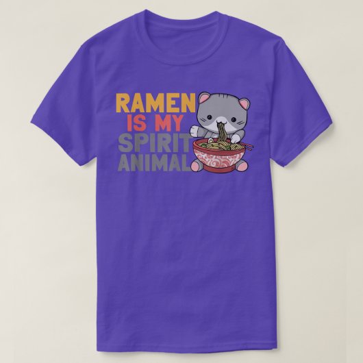 ラーメン丼ラブ日本のかわいい猫ラーメンI Tシャツ (デザイン正面)