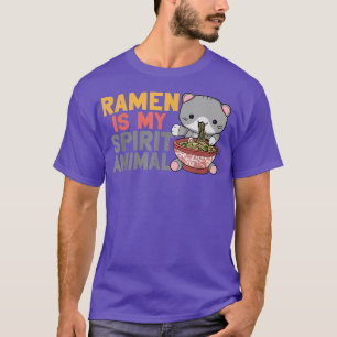 ラーメン丼ラブ日本のかわいい猫ラーメンI Tシャツ