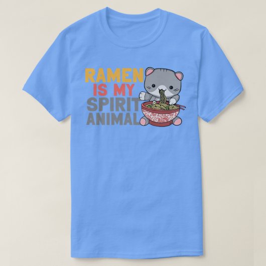 ラーメン丼ラブ日本のかわいい猫ラーメンI Tシャツ (デザイン正面)