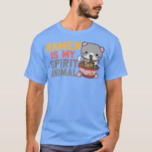 ラーメン丼ラブ日本のかわいい猫ラーメンI Tシャツ
