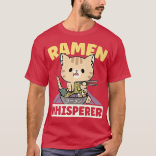 ラーメン丼ラブ日本のかわいい猫ラーメンW Tシャツ
