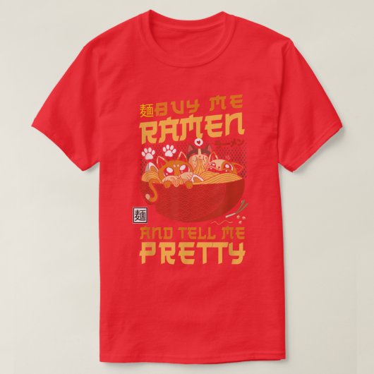ラーメン丼ラブ日本のかわいい猫買私 Tシャツ (デザイン正面)