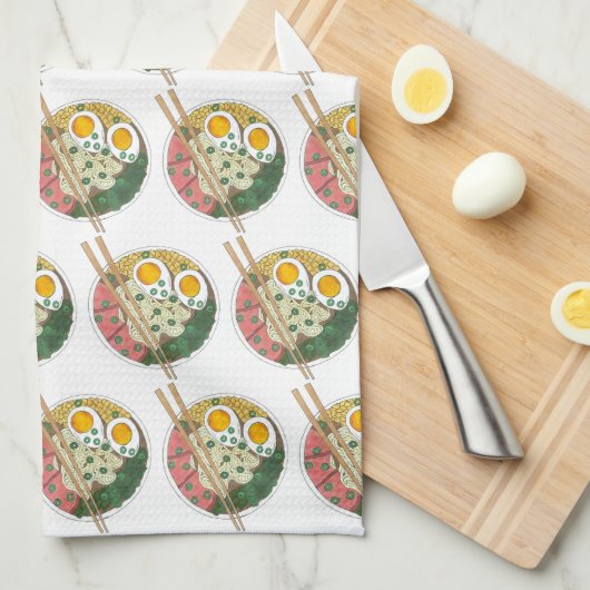 ラーメン丼日本の食レストラングルメ キッチンタオル (四つ折り)