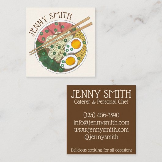 ラーメン丼日本の食レストラングルメ スクエア名刺 (正面/裏面)