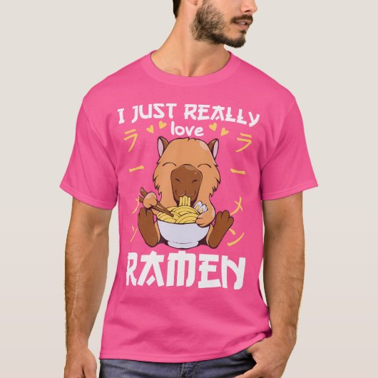 ラーメン付きカピバラかわいいカピバラ Tシャツ (正面)