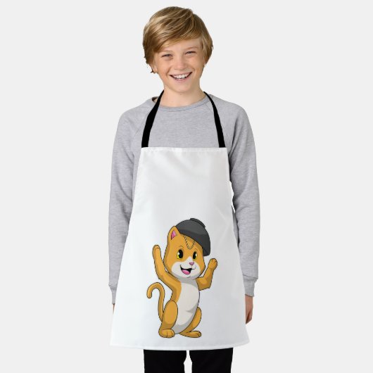 ラーメン入り猫 エプロン (着用した状態)