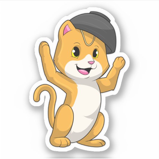 ラーメン入り猫 シール (正面)