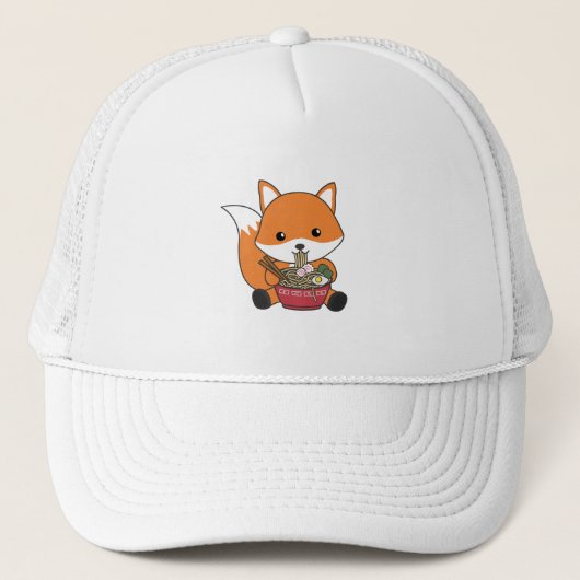 ラーメン力キツネかわいいかわいいキツネ キャップ (正面)