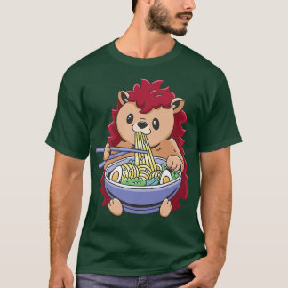 ラーメン動物ハリネズミ麺愛好家ギフトジャパン Tシャツ