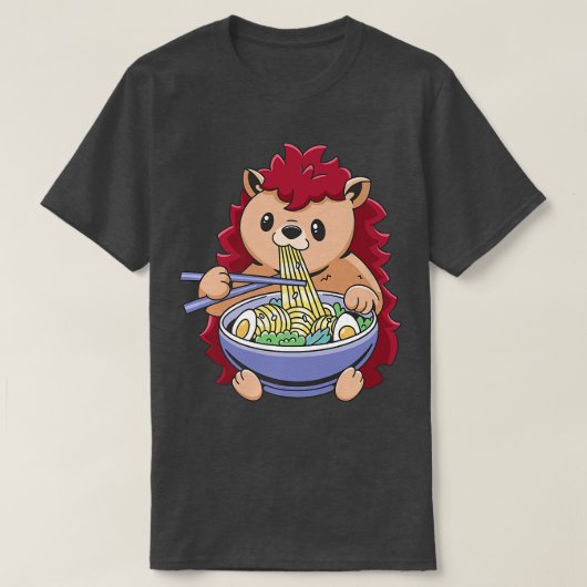 ラーメン動物ハリネズミ麺愛好家ギフトジャパン Tシャツ (デザイン正面)