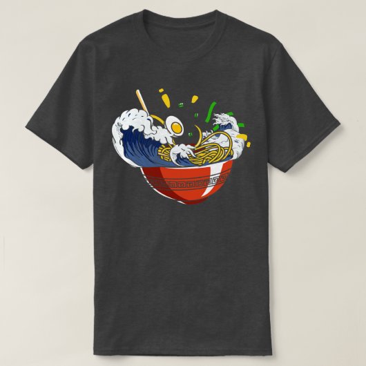 ラーメン商品日本の波ラーメン麺 Tシャツ (デザイン正面)