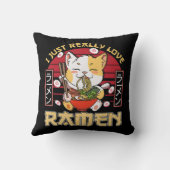 ラーメン大好きかわいいアニメ猫ラーメンgi クッション (裏面)