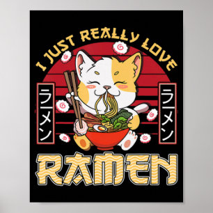 ラーメン大好きかわいいアニメ猫ラーメンgi ポスター