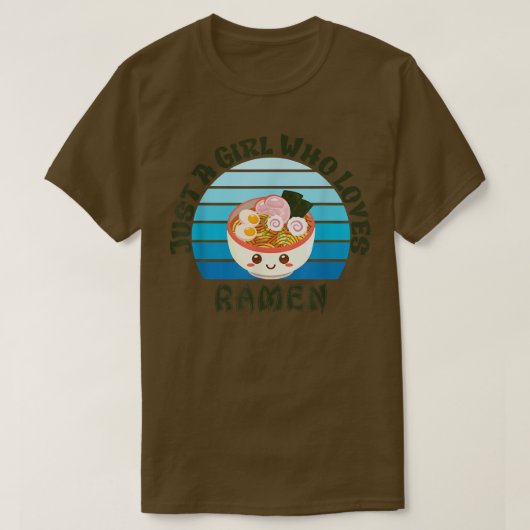 ラーメン大好きな女の子 – かわいい日本のNood Tシャツ (デザイン正面)