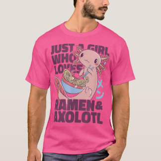 ラーメン大好きな女の子Just a Girl Anime AxolotlかわいいJ Tシャツ