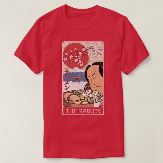 ラーメン太郎カードヴィンテージレトロ浮世絵日本の Tシャツ (デザイン正面)