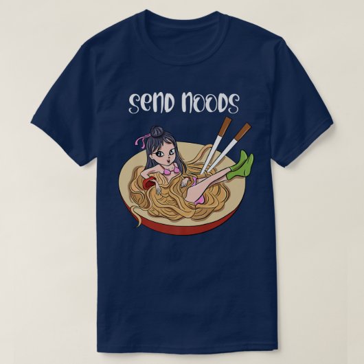 ラーメン好おもしろいきSガールインボウルNoods 19 Tシャツ (デザイン正面)