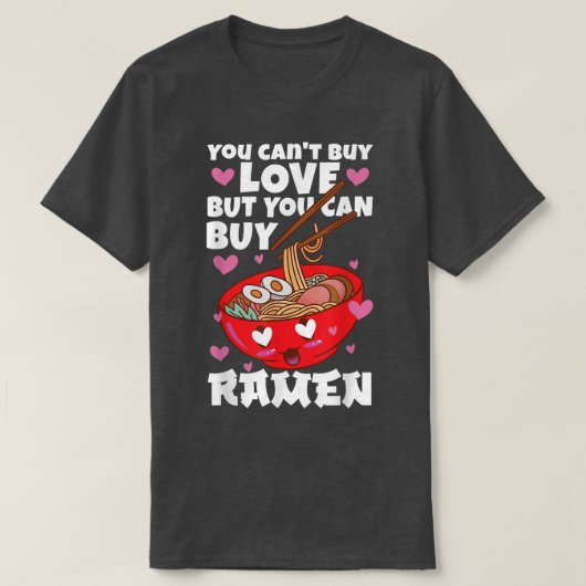 ラーメン好きかわいいアニメ日本のラーメン Tシャツ (デザイン正面)